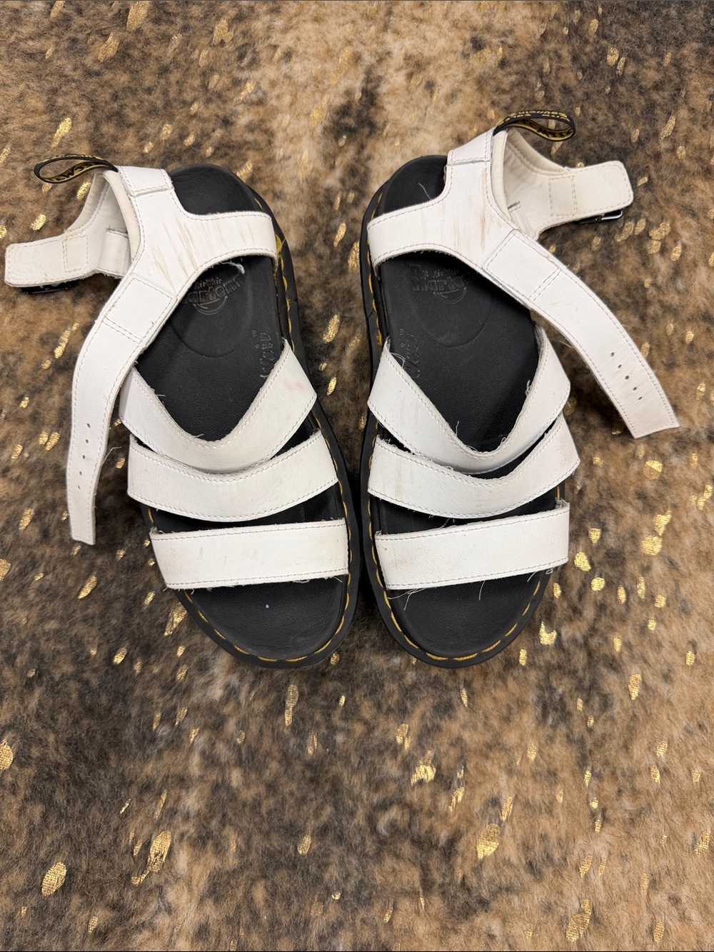 Dr. Martens White Strappy Leather Platform Sandals | size 7